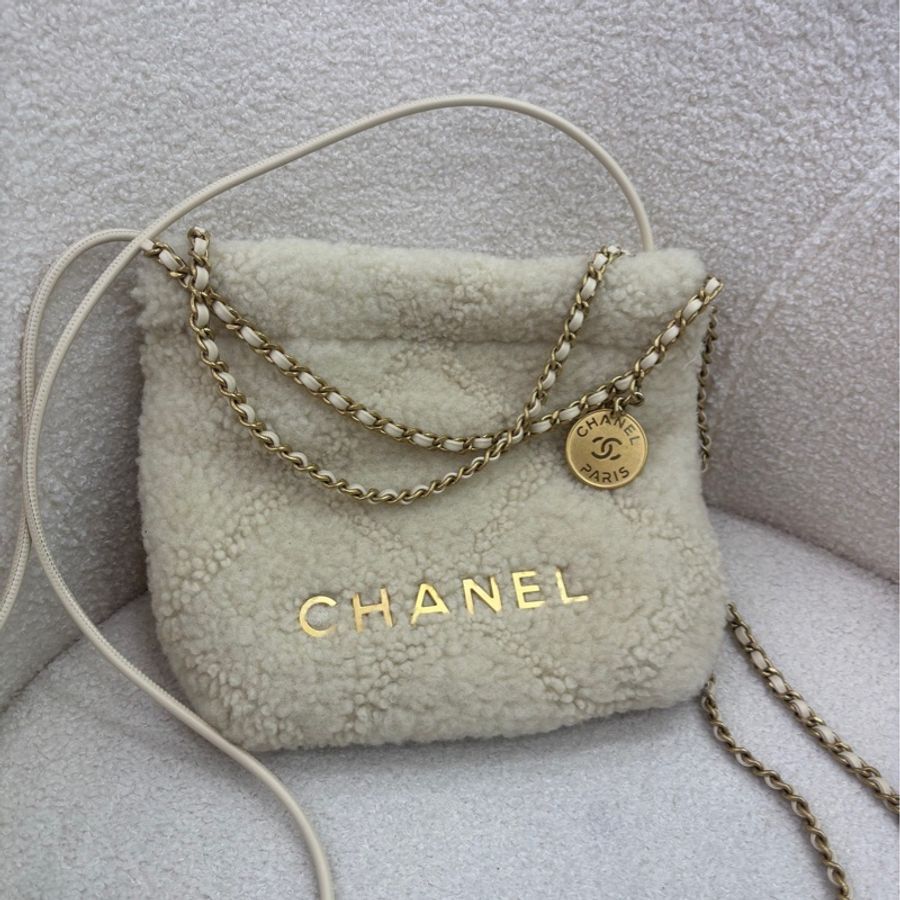 Chanel 22 mini bag毛絨款 25c 泰迪毛毛22bag 閒置99新-1