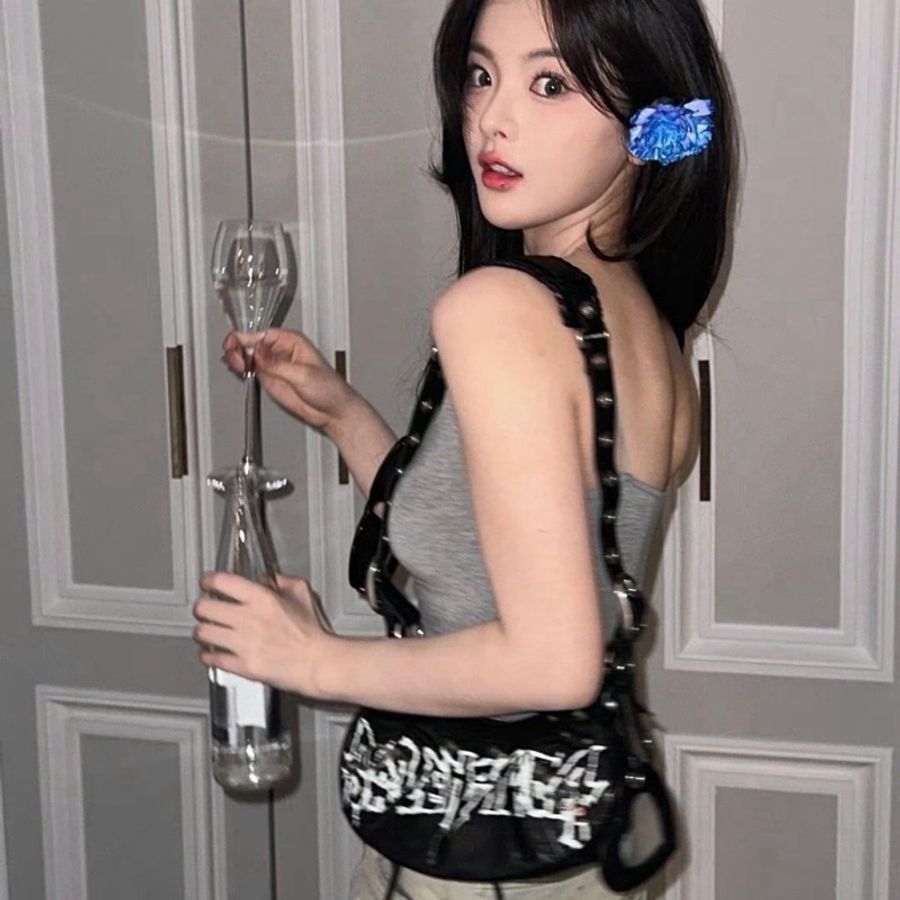 Balenciaga巴黎世家 Le Cagole 可調節肩帶DIY metal藝術印花細紋 手提單肩包 女款 黑色-7