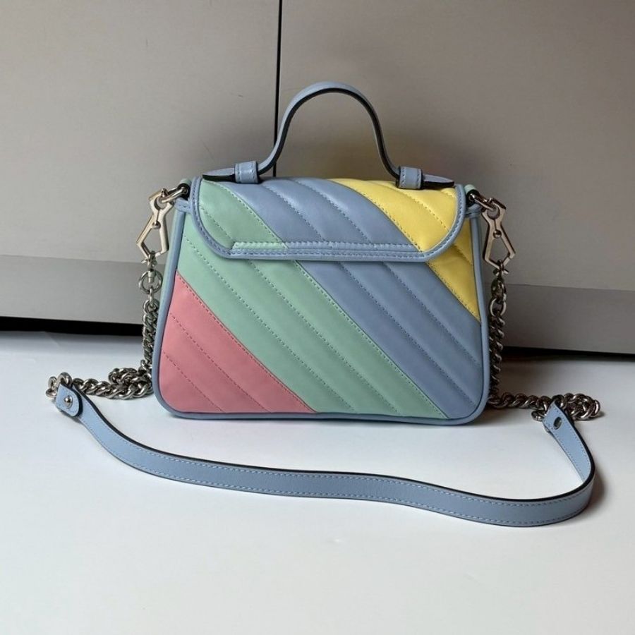 Gucci 粉藍黃限量三色GG marmont 兩用口蓋包-1