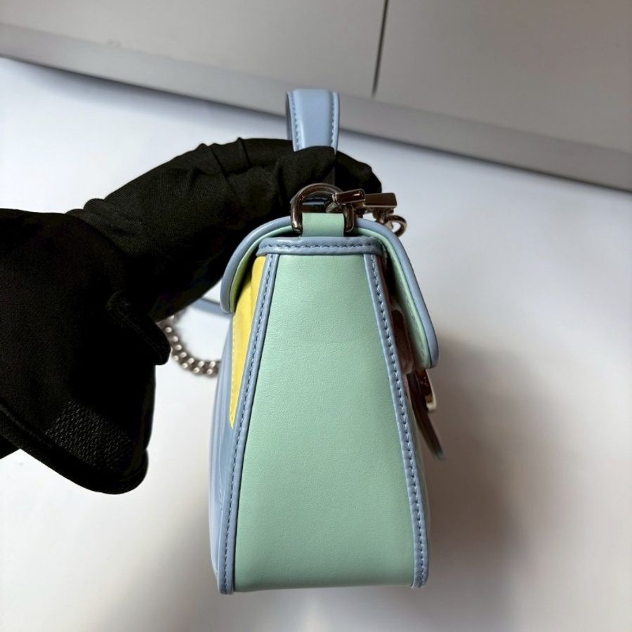 Gucci 粉藍黃限量三色GG marmont 兩用口蓋包-7