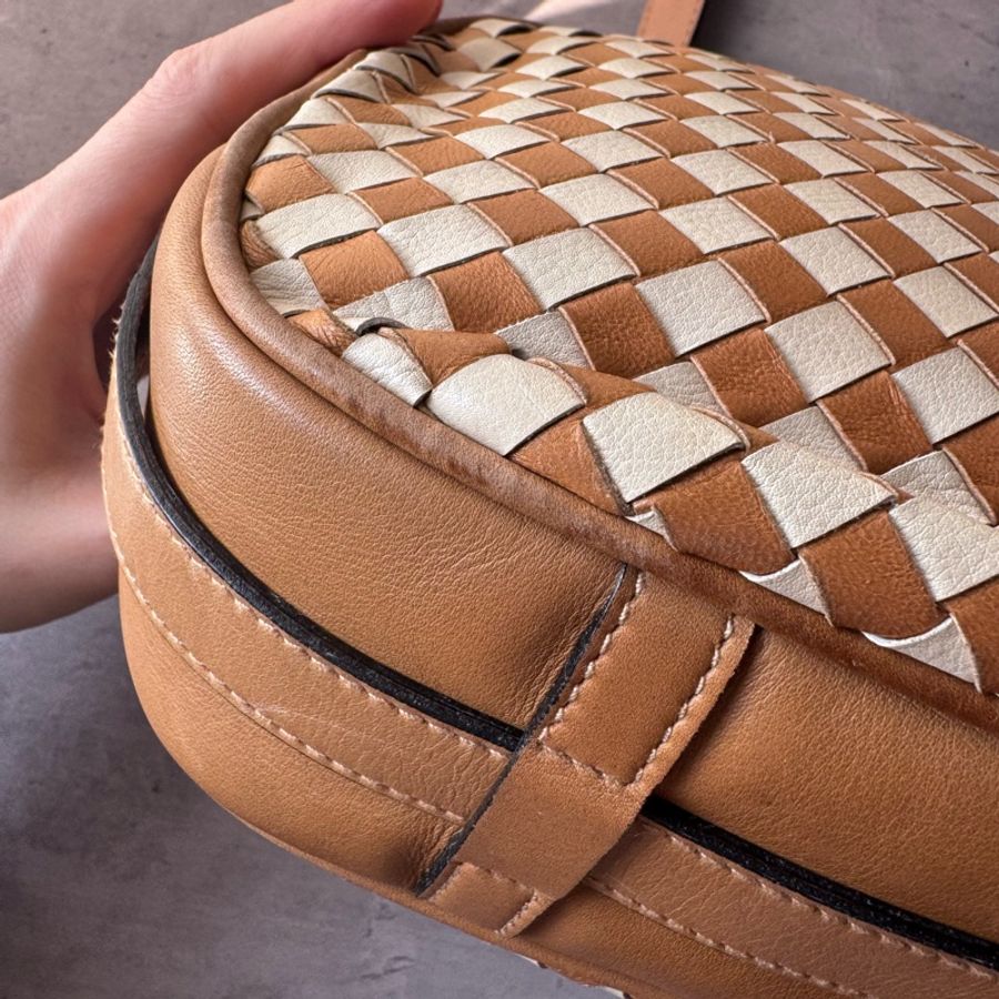 中古 Bally 編織皮革兩用包 側背包 斜背包 意大利製-12