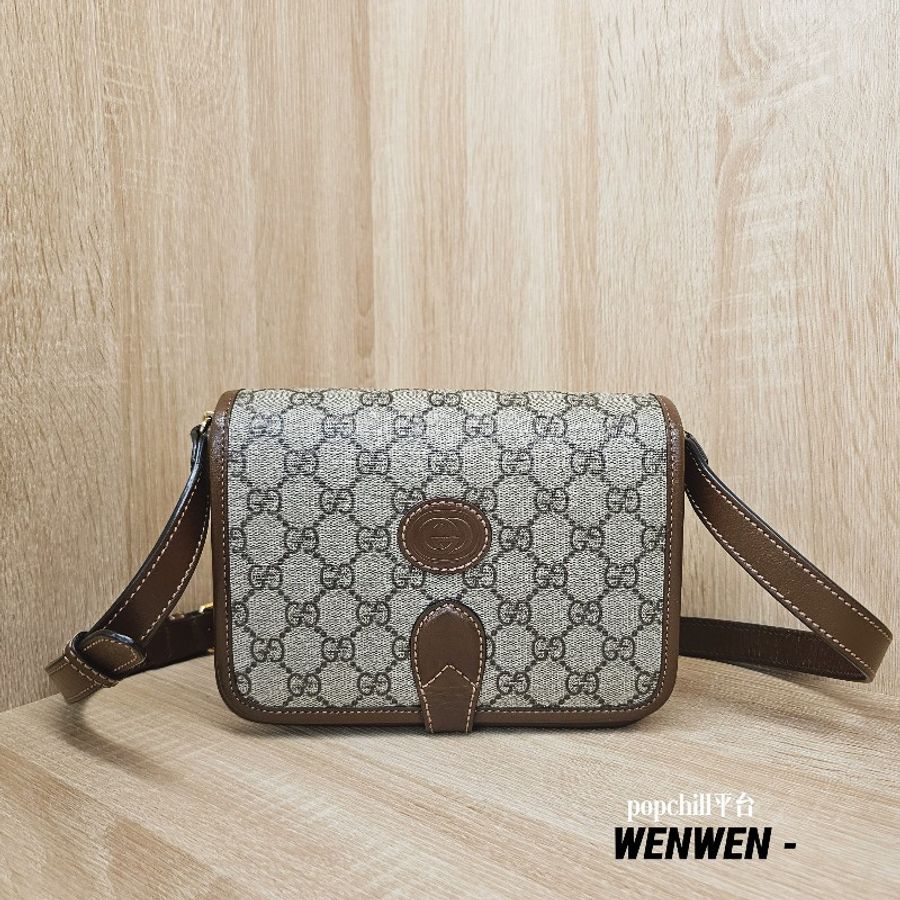 [高CP必買耐看包❣️] Gucci 咖色Interlocking Mini斜背包-0