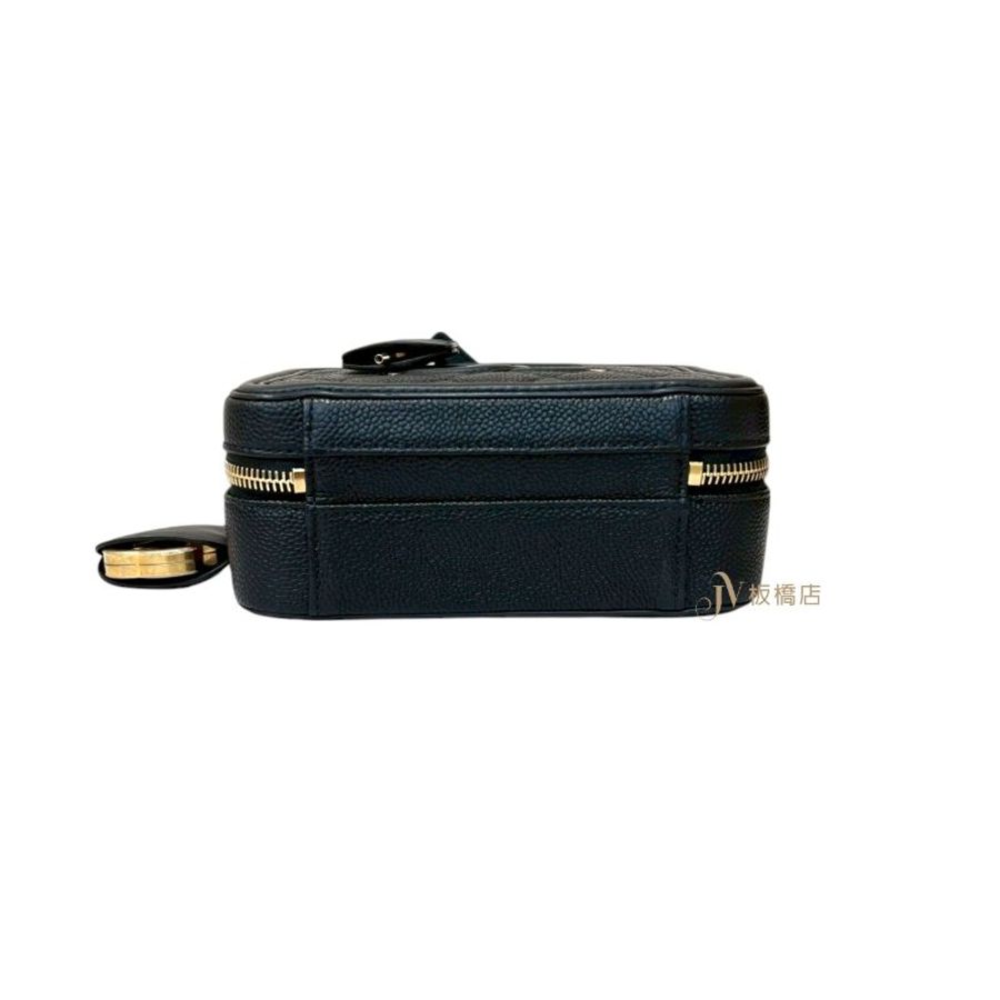 Chanel vanity case黑金粒紋牛皮大C logo化妝箱小號鏈包17cm-6
