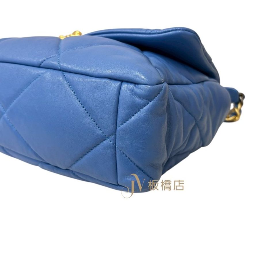 Chanel天空藍金釦19包30cm/AS1161-8