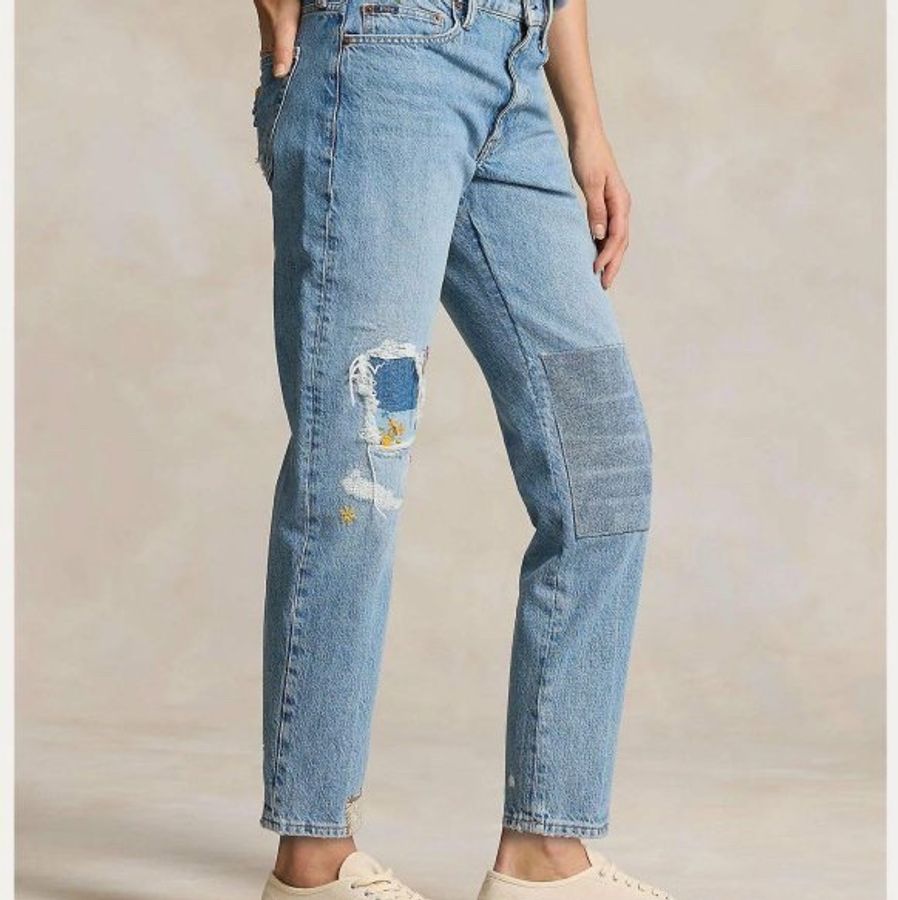 Polo Ralph Lauren Patchwork Relaxed Tapered Jean 加工破壞補丁刺繡男友風牛仔褲 錐形丹寧褲 w26-1