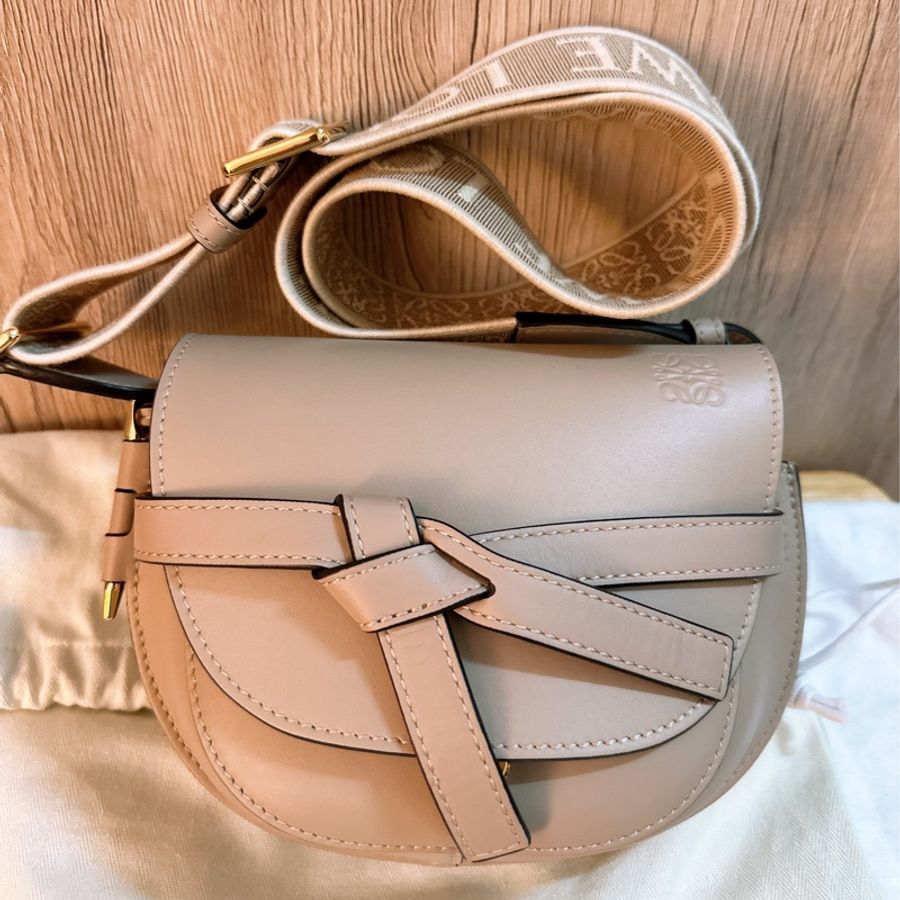 專櫃正品 LOEWE Mini Gate Dual bag Sand 小牛皮灰米色系-0