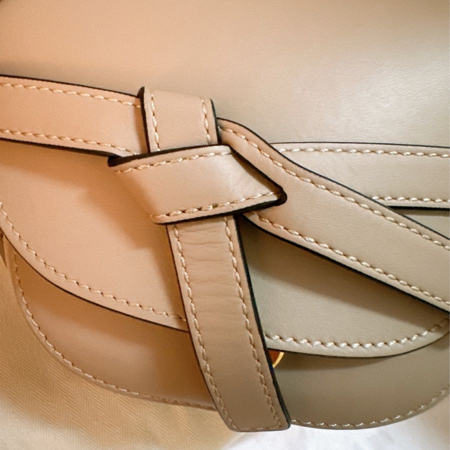 專櫃正品 LOEWE Mini Gate Dual bag Sand 小牛皮灰米色系-19