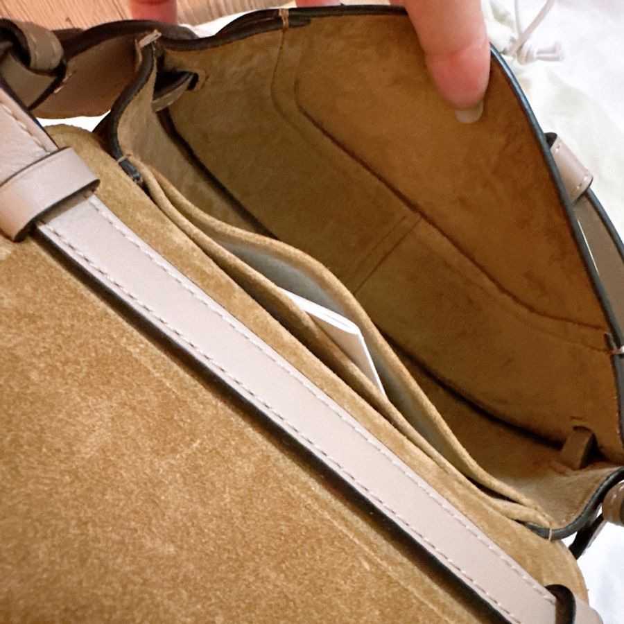 專櫃正品 LOEWE Mini Gate Dual bag Sand 小牛皮灰米色系-26