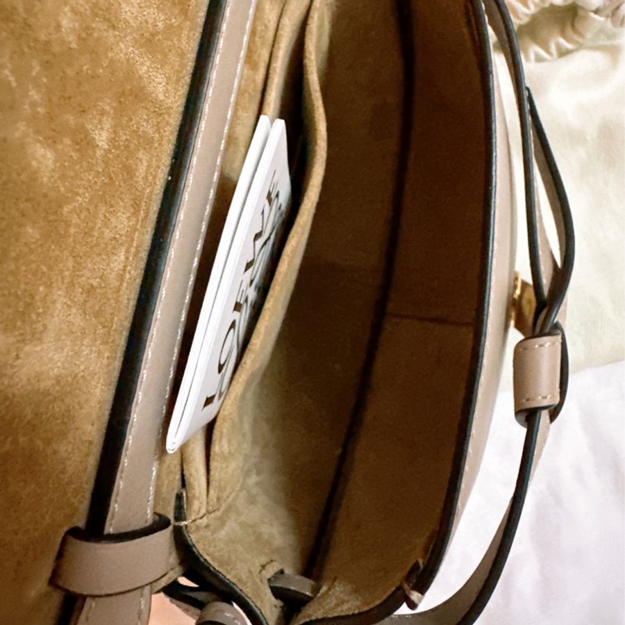 專櫃正品 LOEWE Mini Gate Dual bag Sand 小牛皮灰米色系-27