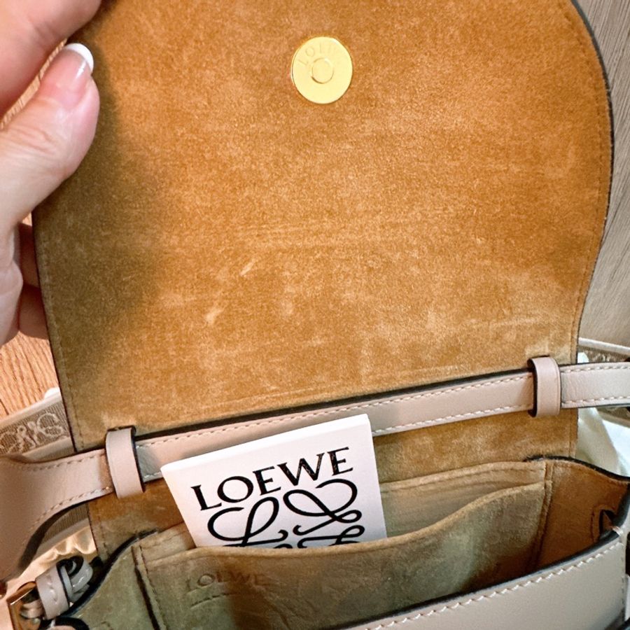 專櫃正品 LOEWE Mini Gate Dual bag Sand 小牛皮灰米色系-44