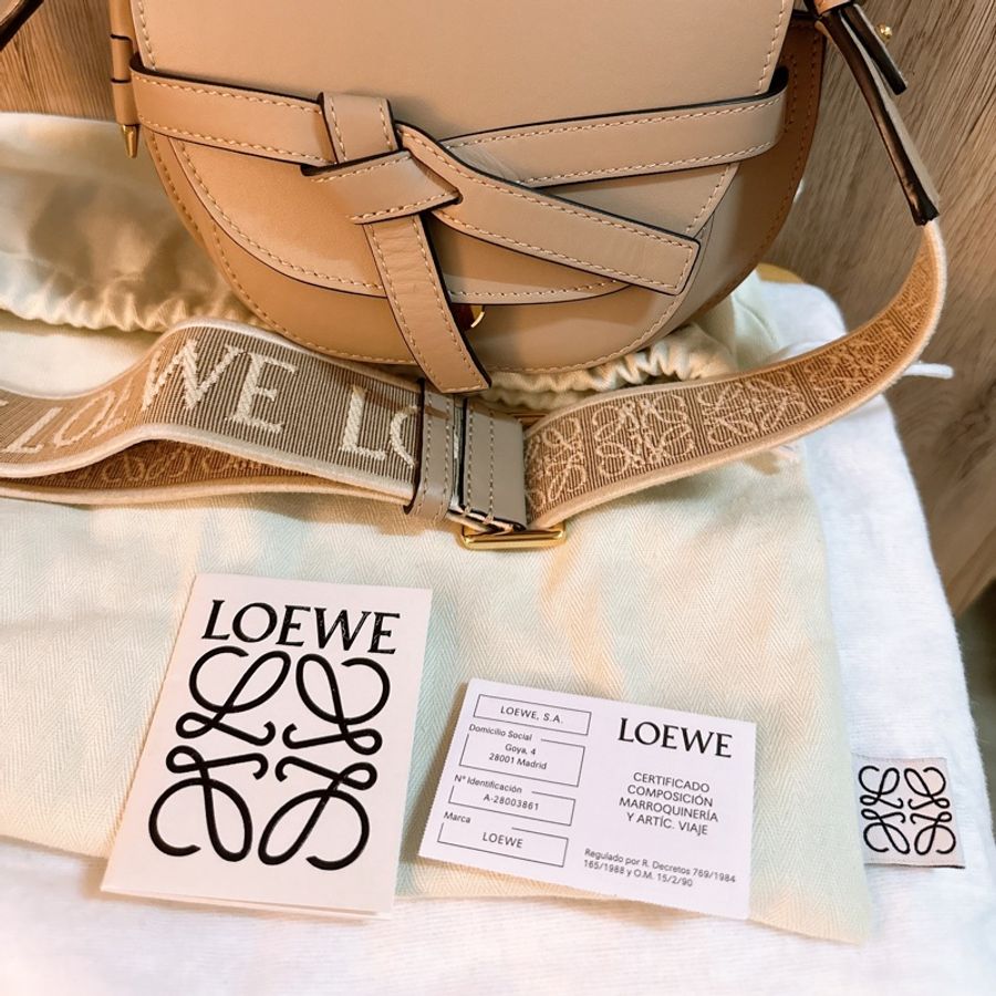 專櫃正品 LOEWE Mini Gate Dual bag Sand 小牛皮灰米色系-48