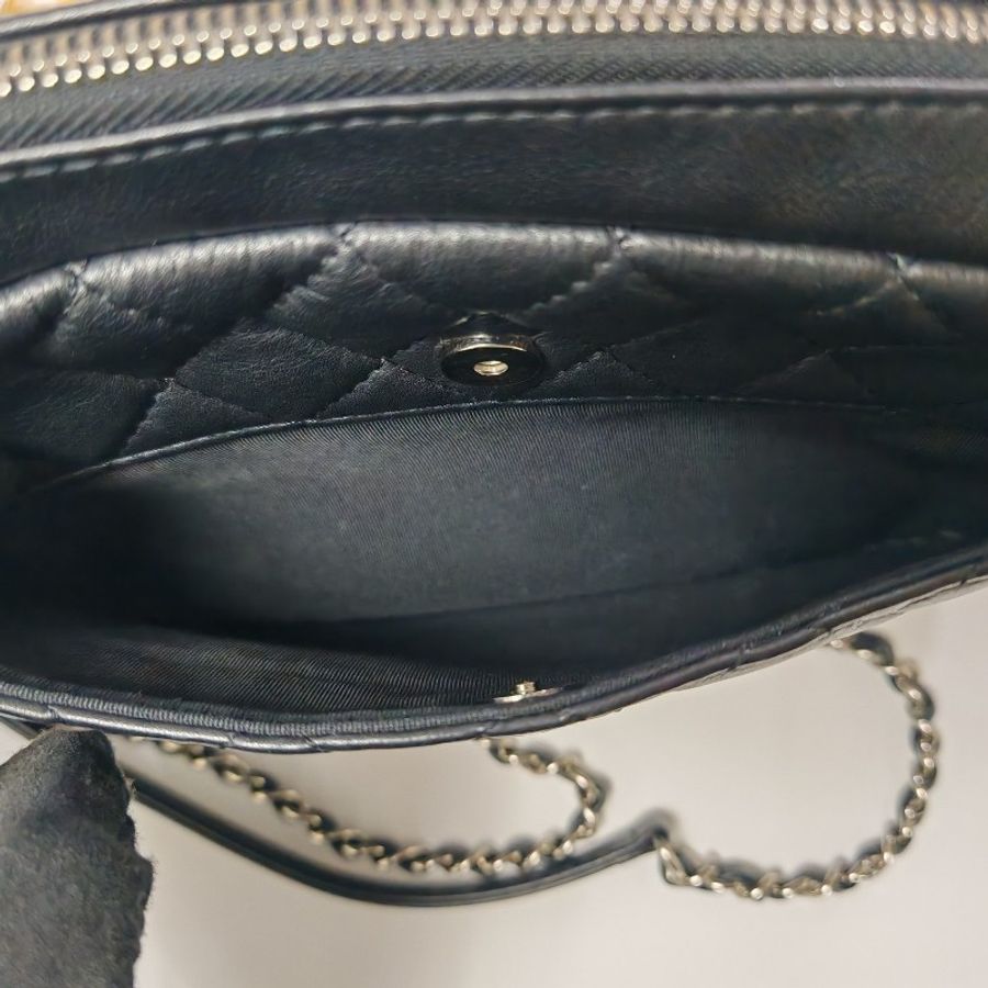 Chanel 香奈兒 皮革相機包 29開 斜背 肩背鏈條 手袋 camera bag 黑銀-9