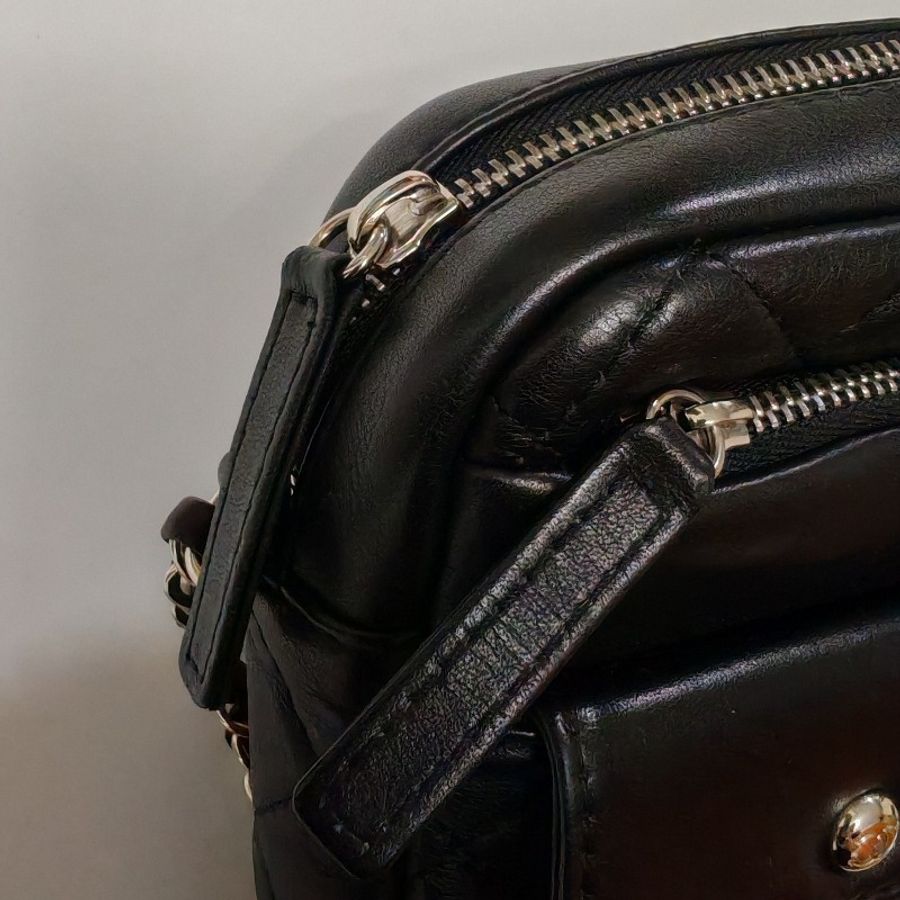 Chanel 香奈兒 皮革相機包 29開 斜背 肩背鏈條 手袋 camera bag 黑銀-10