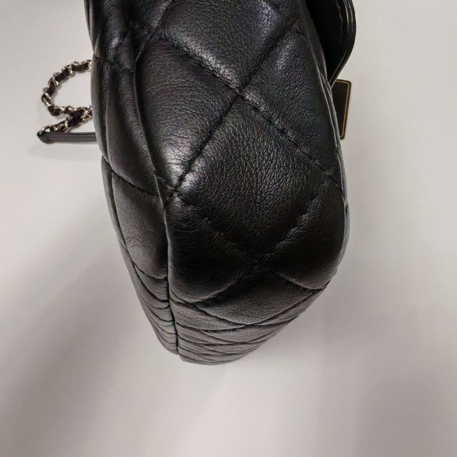 Chanel 香奈兒 皮革相機包 29開 斜背 肩背鏈條 手袋 camera bag 黑銀-11