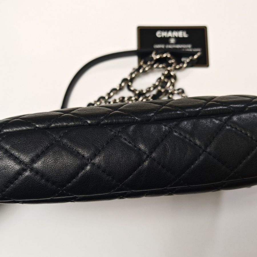Chanel 香奈兒 皮革相機包 29開 斜背 肩背鏈條 手袋 camera bag 黑銀-13