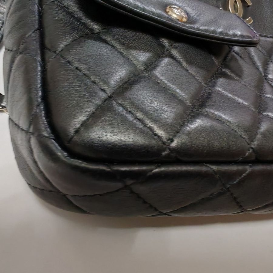 Chanel 香奈兒 皮革相機包 29開 斜背 肩背鏈條 手袋 camera bag 黑銀-14