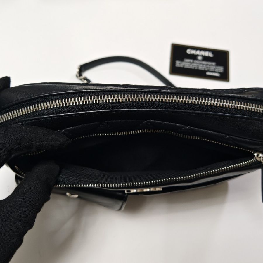 Chanel 香奈兒 皮革相機包 29開 斜背 肩背鏈條 手袋 camera bag 黑銀-18