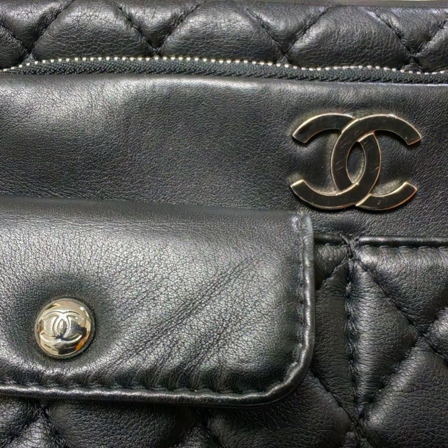 Chanel 香奈兒 皮革相機包 29開 斜背 肩背鏈條 手袋 camera bag 黑銀-21