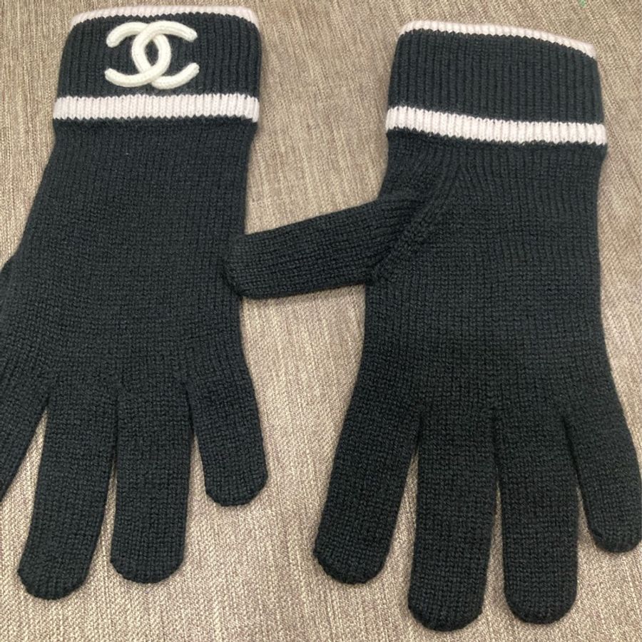 香奈兒chanel 黑色白logo 百搭手套🧤-7