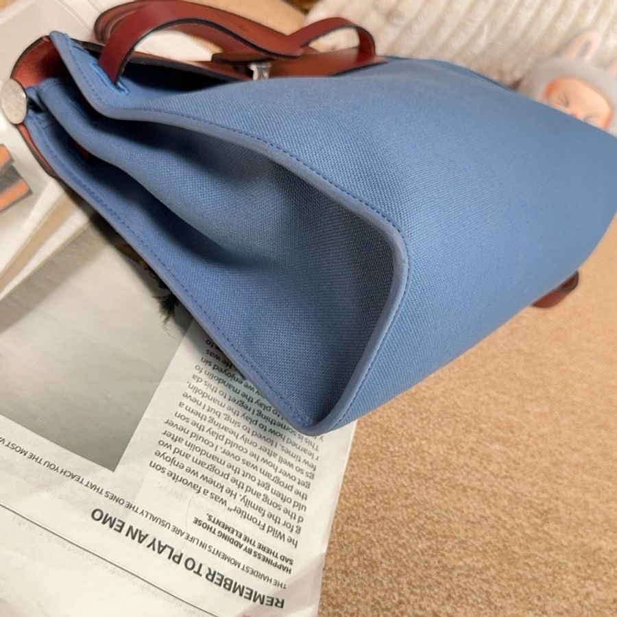 【近新閒置品】Hermes愛馬仕 X刻瑪瑙藍拼馬鞍紅牛皮herbag31 手提斜背包-5