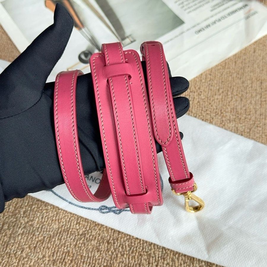 【近新閒置品】PRADA普拉達 字母刺繡大logo焦糖色拼粉色手提斜背水餃包-17