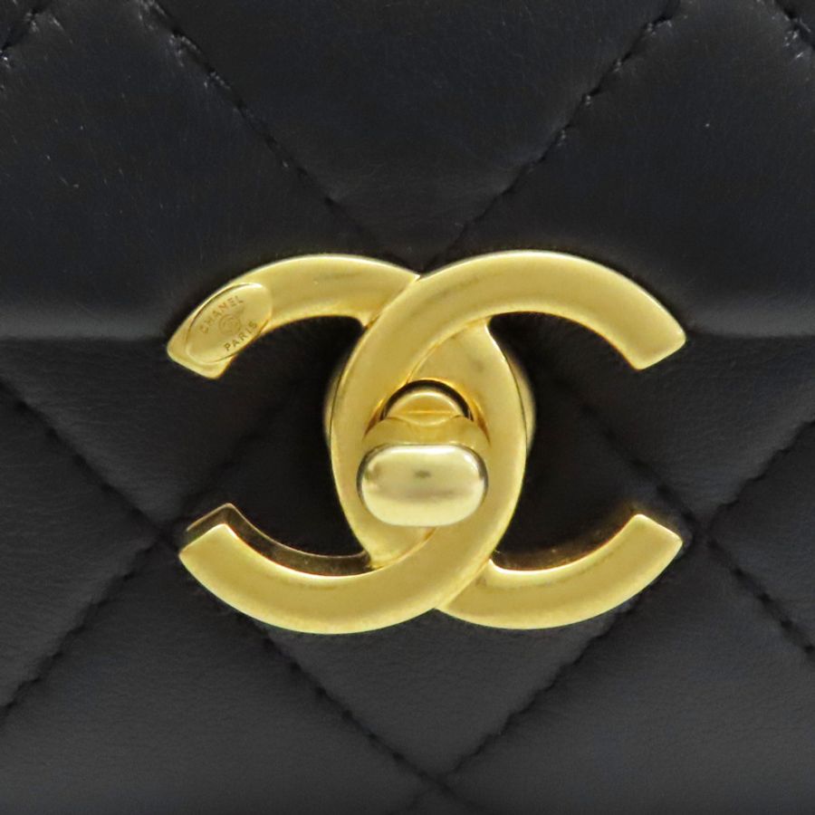 黑色 菱格紋牛皮 金色皮帶釦 肩背包【CHANEL 香奈兒】 AS3994-6