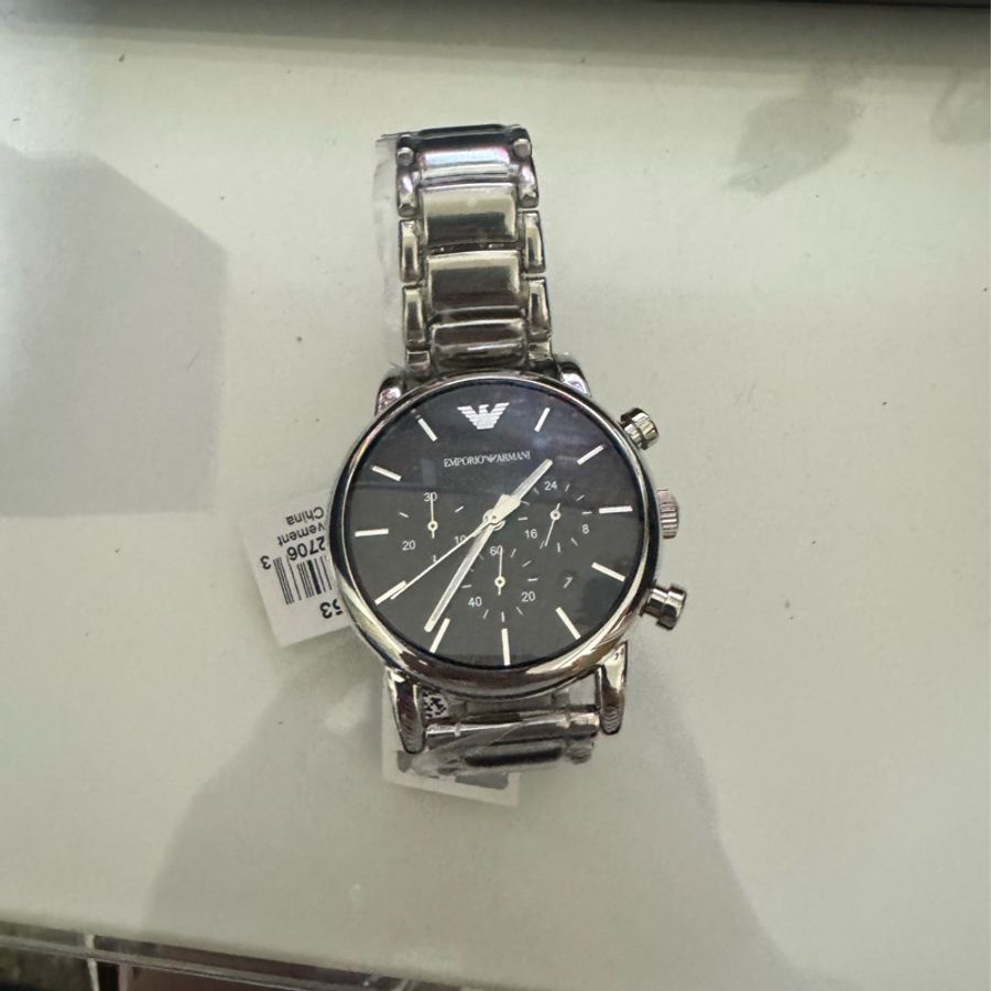 降價(男錶)-ARMANI手錶-ar1853三眼帶日期蝴蝶扣鋼錶(銀)含錶冠45mm-6