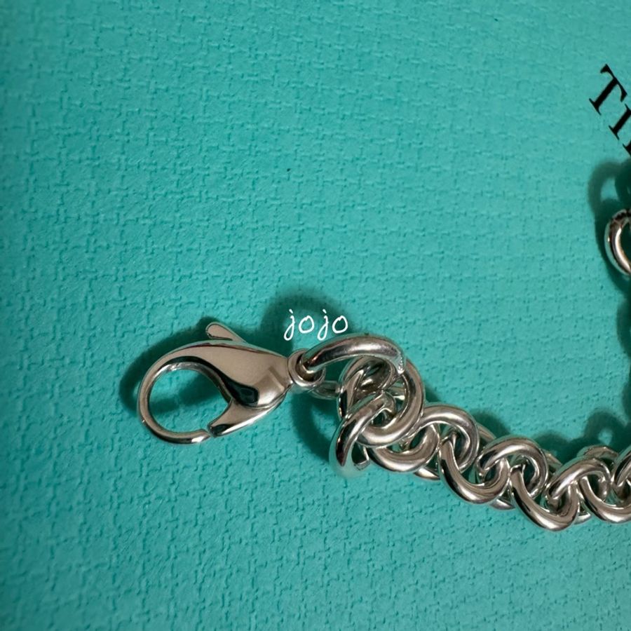 TIFFANY ＆ CO 925純銀 愛心牌 心型 三排刻字款項鍊/雙圈手鍊-10