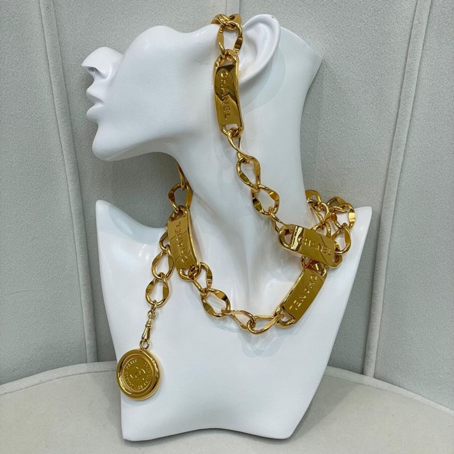 CHANEL 中古金色康鵬31 logo 腰鏈 80CM O652NY-0