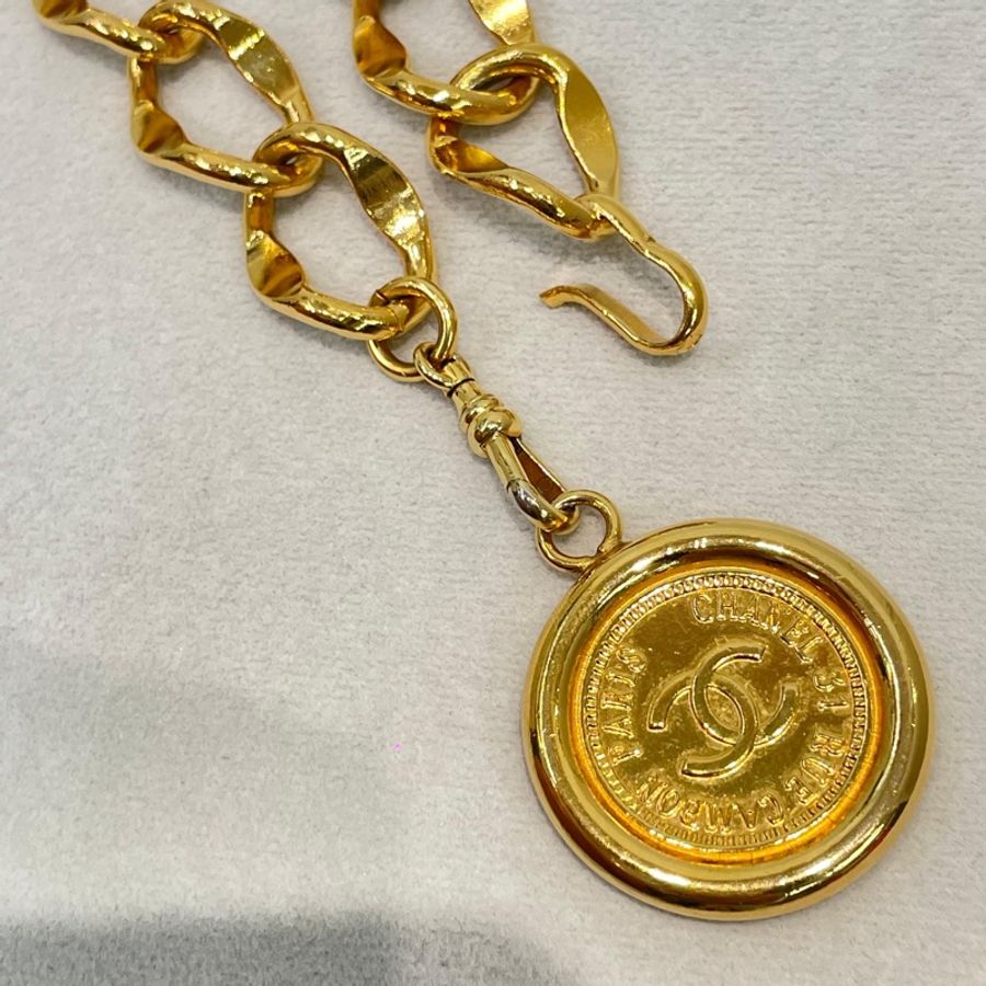 CHANEL 中古金色康鵬31 logo 腰鏈 80CM O652NY-2