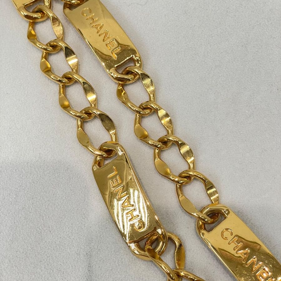 CHANEL 中古金色康鵬31 logo 腰鏈 80CM O652NY-6