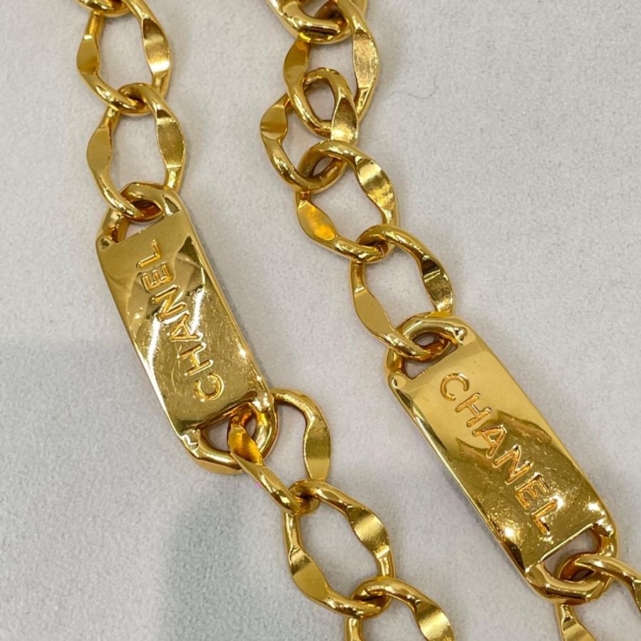 CHANEL 中古金色康鵬31 logo 腰鏈 80CM O652NY-7