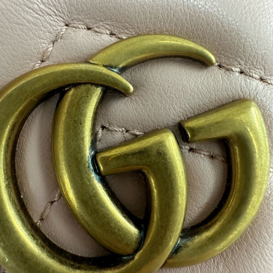 閑置品💫GUCCI GG Marmont 粉色金扣水桶包 斜肩包-7