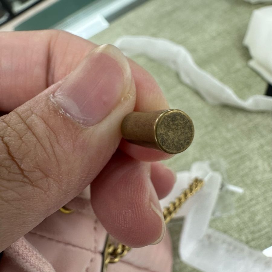 閑置品💫GUCCI GG Marmont 粉色金扣水桶包 斜肩包-11