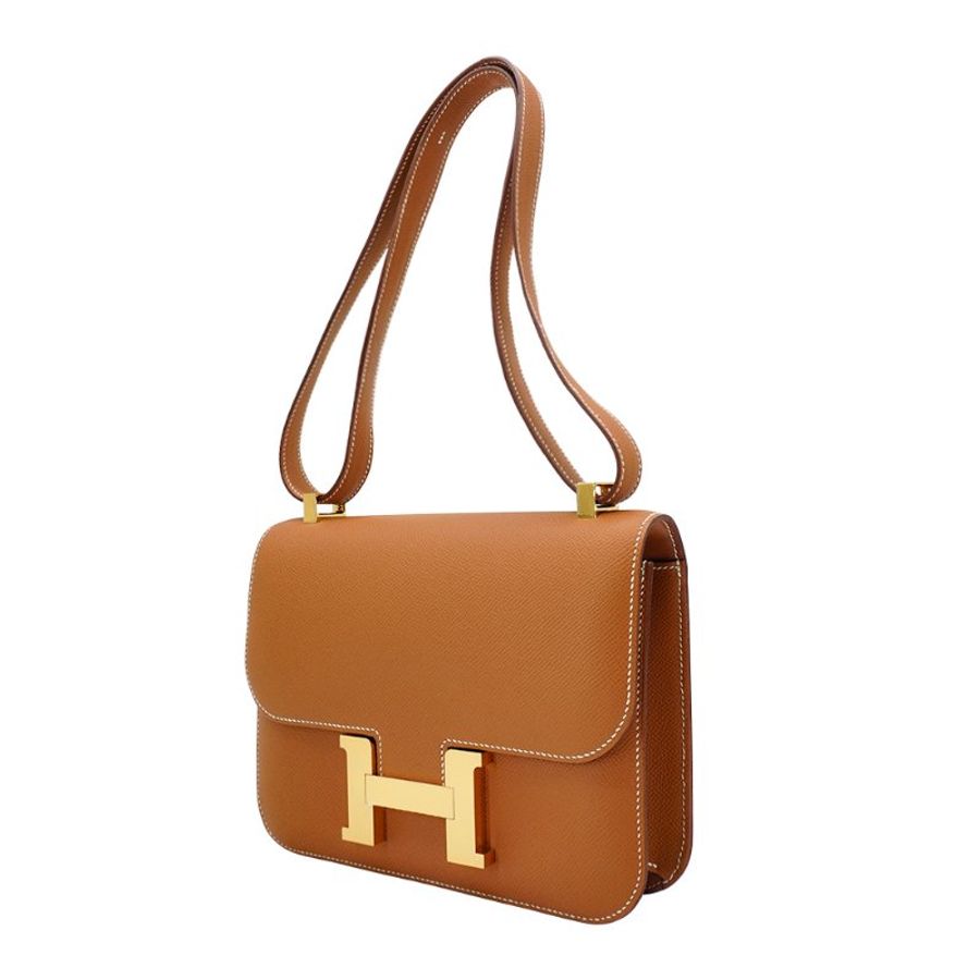 Hermes 二代 Constance 24 Epsom牛皮金釦肩背/斜背(Gold棕)-1
