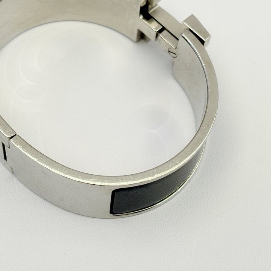 HERMES Clic Clac H Glitter寬版黑亮粉琺瑯手環-8