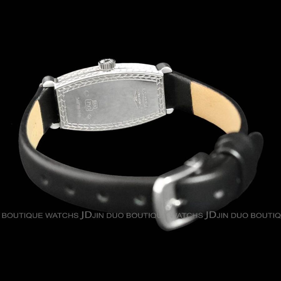 金鐸精品~2449 LONGINES 浪琴 Les Elégantes系列複刻款18白K金酒桶形手動上鍊女用鑽錶-2