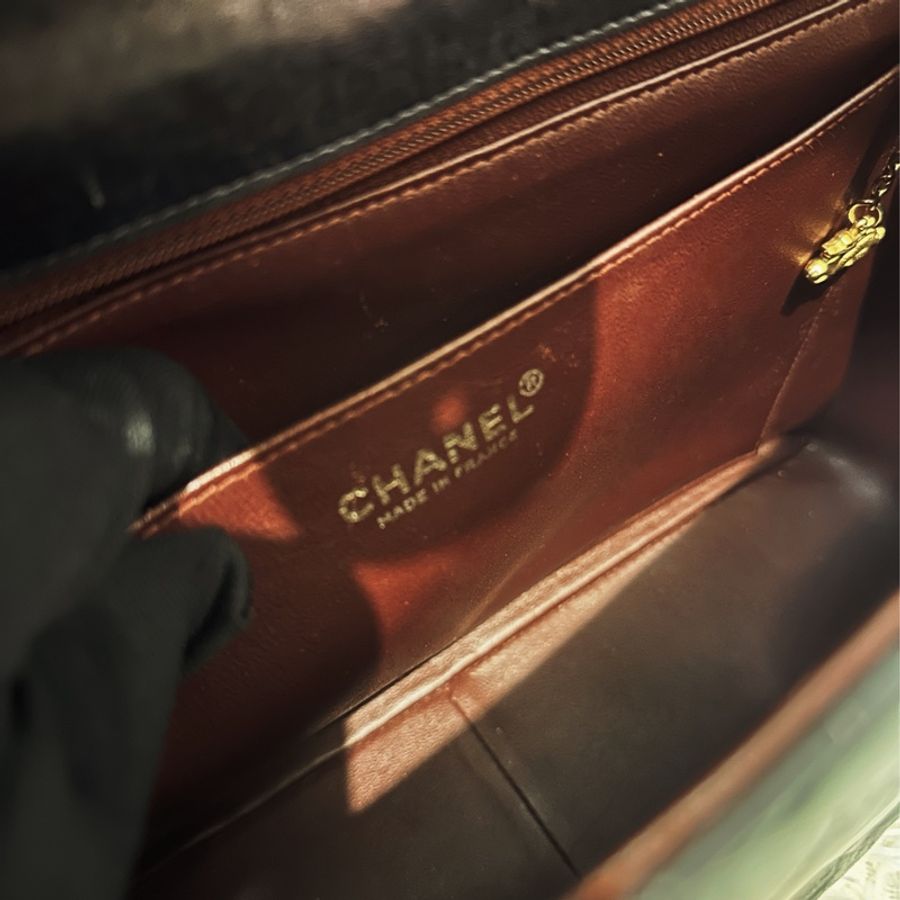 ［babari_vintage]Chanel vintage 30cm貝嫂包 金扣羊皮-2