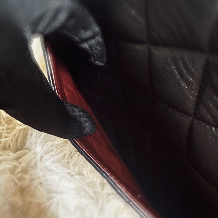 ［babari_vintage]Chanel vintage 30cm貝嫂包 金扣羊皮-14