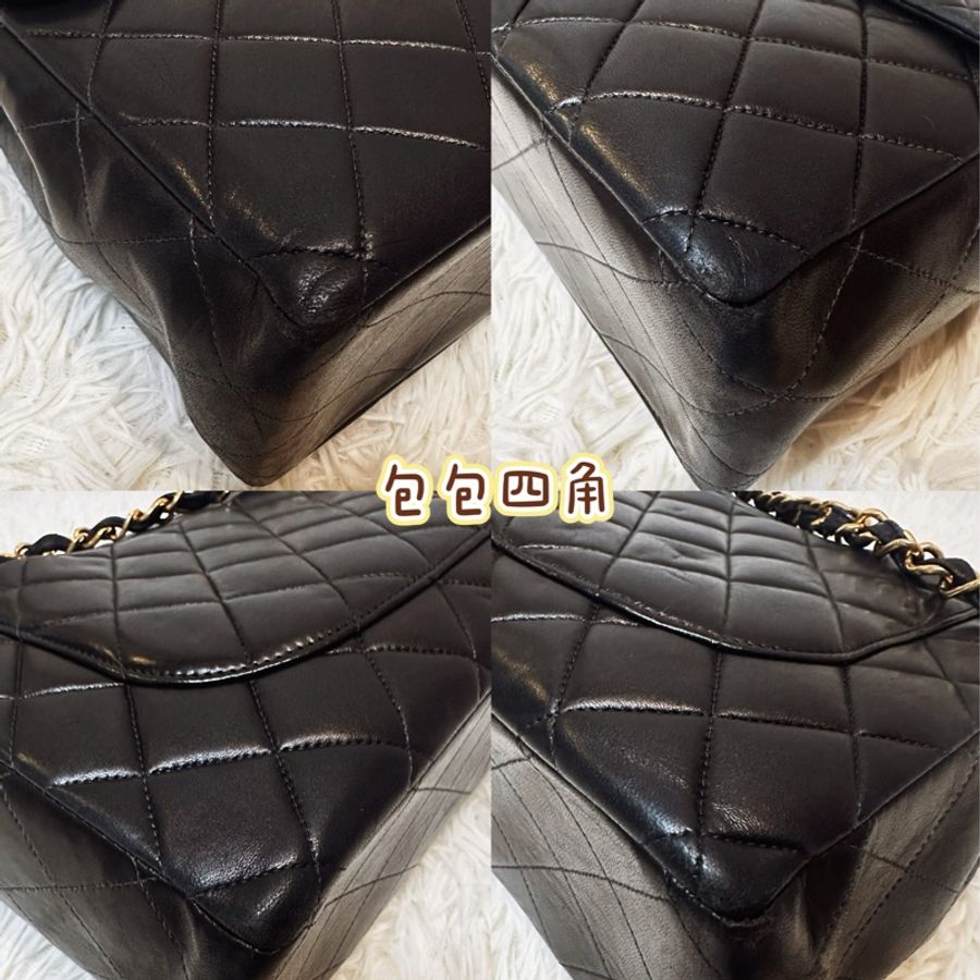 ［babari_vintage]Chanel vintage 30cm貝嫂包 金扣羊皮-16