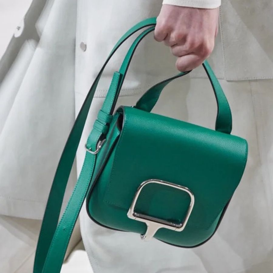 愛馬仕 Hermès Della Cavalleria 綠色銀釦 mini Della-1