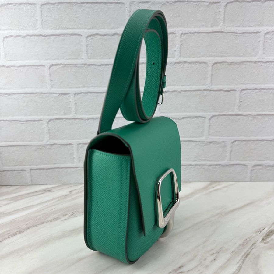 愛馬仕 Hermès Della Cavalleria 綠色銀釦 mini Della-6