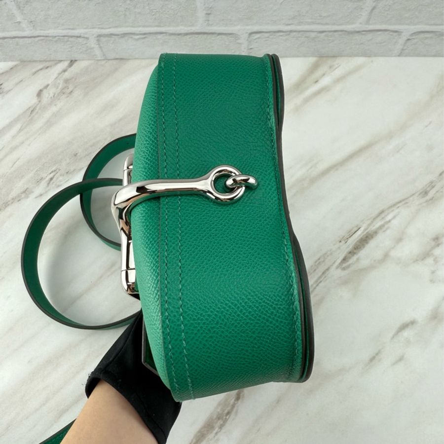 愛馬仕 Hermès Della Cavalleria 綠色銀釦 mini Della-11