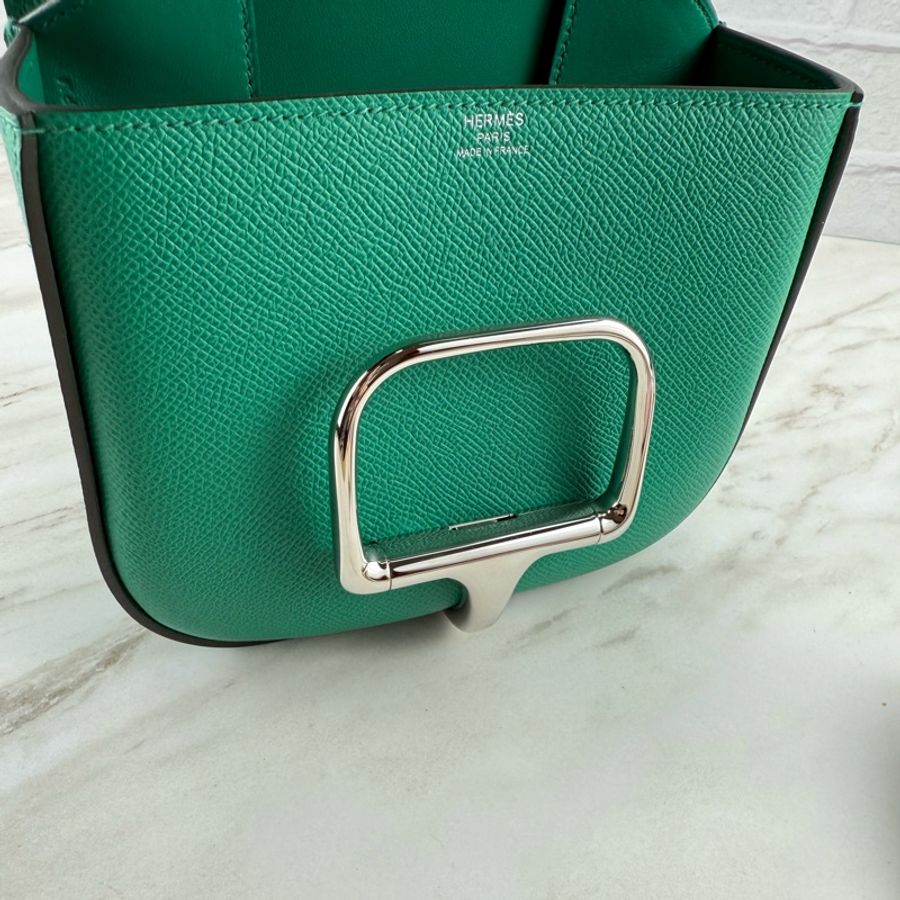 愛馬仕 Hermès Della Cavalleria 綠色銀釦 mini Della-15