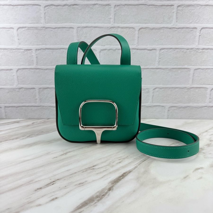 愛馬仕 Hermès Della Cavalleria 綠色銀釦 mini Della-20