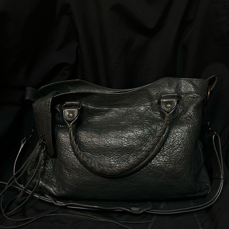 【已售出】Balenciaga Town 小釦灰黑色機車包 巴黎世家-7