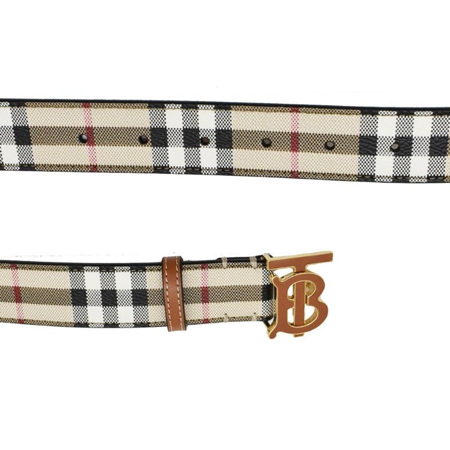 【門市全新現貨】BURBERRY TB LOGO 皮革格紋皮帶腰帶 . S(附防塵袋)-2