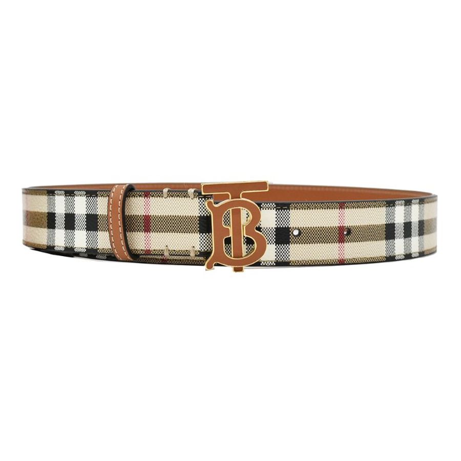 【門市全新現貨】BURBERRY TB LOGO 皮革格紋皮帶腰帶 . S(附防塵袋)-5