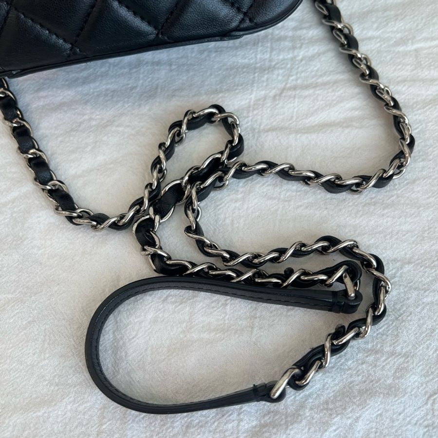 ෆ Chanel鴛鴦扣黑色相機包 盒子包-12