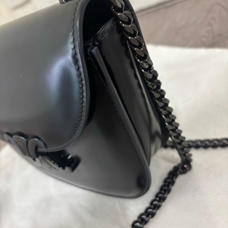 亮面小牛皮 Teen Chain  Besace Triomphe 手袋 黝黑款-3